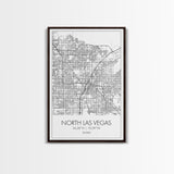 North Las Vegas Street Map, Nevada Map, City Map Art, Modern Art, Wall Art, Canvas Print, Wall Décor Bedroom, Honeymoon Gift,  Travel Art