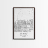 Ontario Street Map, California Map, City Map Art, Modern Art, Wall Art, Canvas Print, Bedroom Prints, Birthday Gift, Travel Wall Décor