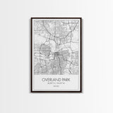 Overland Park Street Map, Kansas Map, City Map Art, Modern Art, Wall Art, Canvas Print, Gift For Her, Bedroom Wall Art, Travel Wall Décor