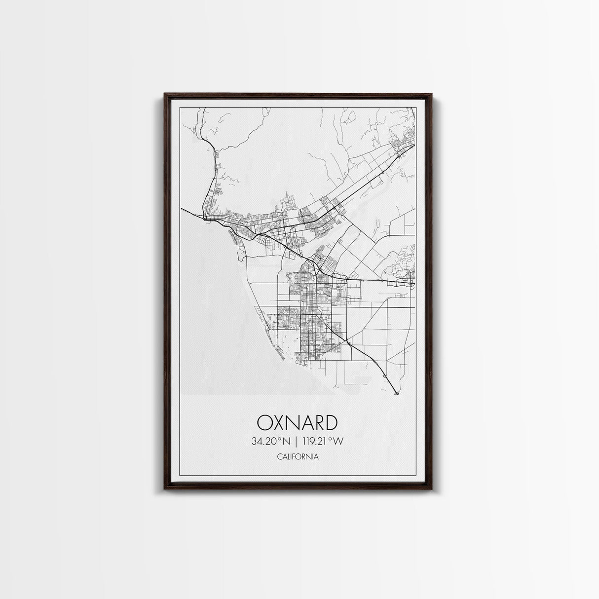 Oxnard Street Map, California Map, City Map Art, Minimalist Art, Wall Art, Canvas Print, Bedroom Print, Anniversary Gift, Travel Wall Print