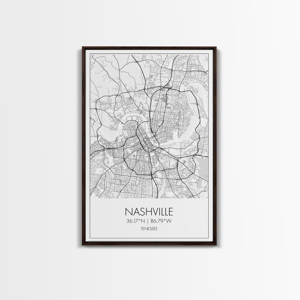 Nashville Street Map, Tennessee Map, City Map Art, Modern Art, Wall Art, Canvas Print, Music Studio Art, Gift For Music Lover, Travel Art