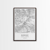 Riverside Street Map, California Map, City Map Art, Minimalist Art, Wall Art, Canvas Print, Office Wall Décor, Gifts For Dad, Travel Print