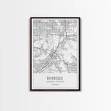 Riverside Street Map, California Map, City Map Art, Minimalist Art, Wall Art, Canvas Print, Unique Wall Décor, Boyfriend Gift, Travel Art