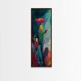 Abstract Desert Cactus Wildflower Art Framed Canvas Print | Southwest Wall Art | Botanical Prints | Boho Wall Art | Moody Art