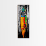 Colorful Canoe Painting Canvas Print Rustic Wall Art Nautical Decor Coastal Art Extra Wide Art Living Room Art Above Couch Art