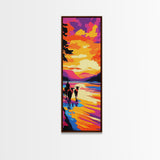 Sunset Cowboy Art Framed Canvas Print Vibrant Western Wall Art, Chicano Art, Colorful Wall Art, Southwest Wall Art, Extra Wide Art