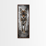 Intense Coyote Stare Framed Canvas Print | Wildlife Wall Art | Rustic Decor | Moody Art | Southwest Wall Art | Above Sofa Art | Gift Idea