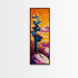 Blooming Cactus Sunset Canvas Print Southwest Wall Art Botanical Prints Vibrant Desert Painting Extra Wide Art