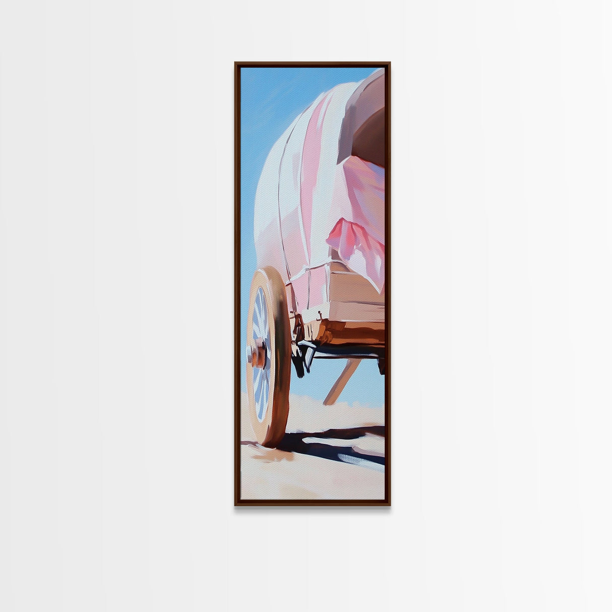 Covered Wagon Closeup Framed Canvas Print Rustic Decor Farmhouse Art Minimalist Painting Southwest Wall Art
