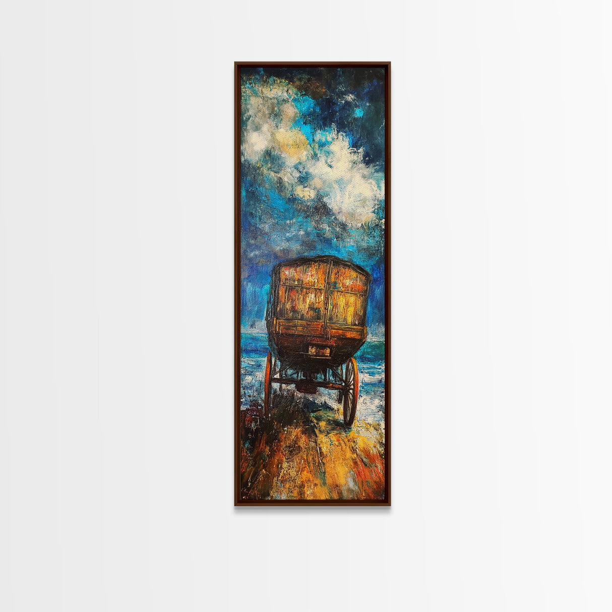 Western Wagon Abstract Canvas Print Rustic Wall Art Farmhouse Art Southwest Landscape Painting Moody Art