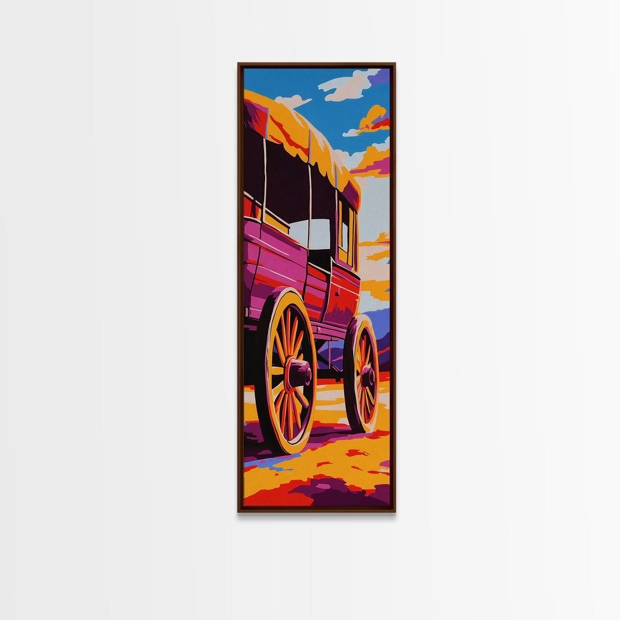 Vibrant Wagon Scene Canvas Print Southwest Wall Art Rustic Decor Living Room Art Western Landscape Painting Extra Wide Art