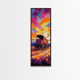 Bold Colorful Wagon Framed Canvas Print Rustic Wall Art Southwest Art Above Sofa Art Farmhouse Decor Moody Art
