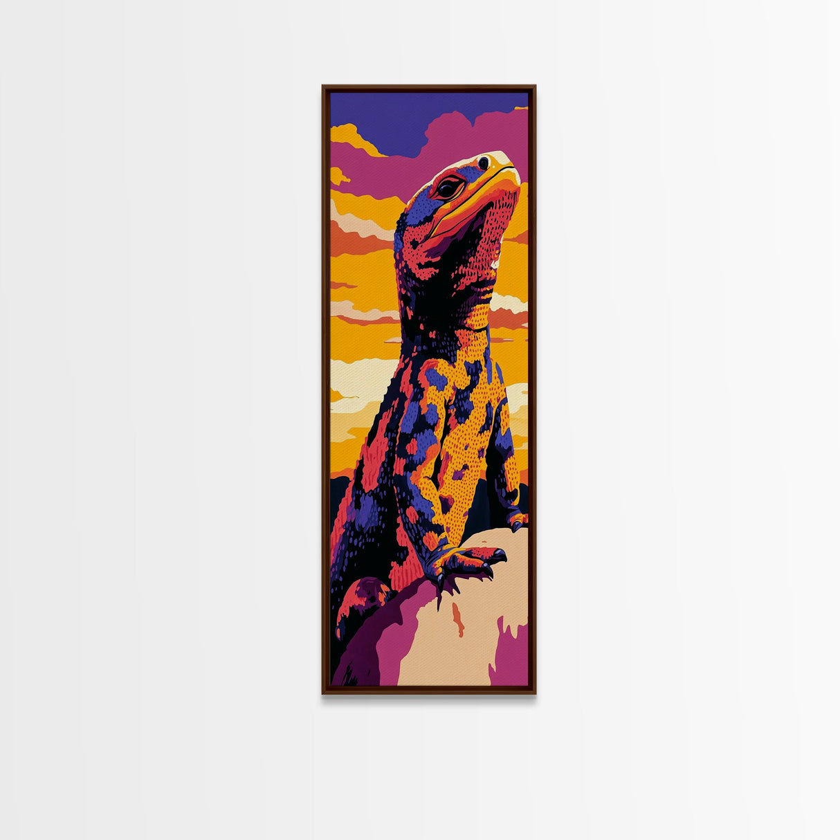 Colorful Lizard Pop Art Framed Canvas Print Whimsical Art Bright Colors Wall Art Southwest Wall Art Geometric Wall Art
