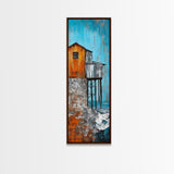 Rustic Stilt House Coastal Canvas Print Coastal Wall Art Nautical Painting Seascape Painting Blue And Green Wall Art Nautical Decor