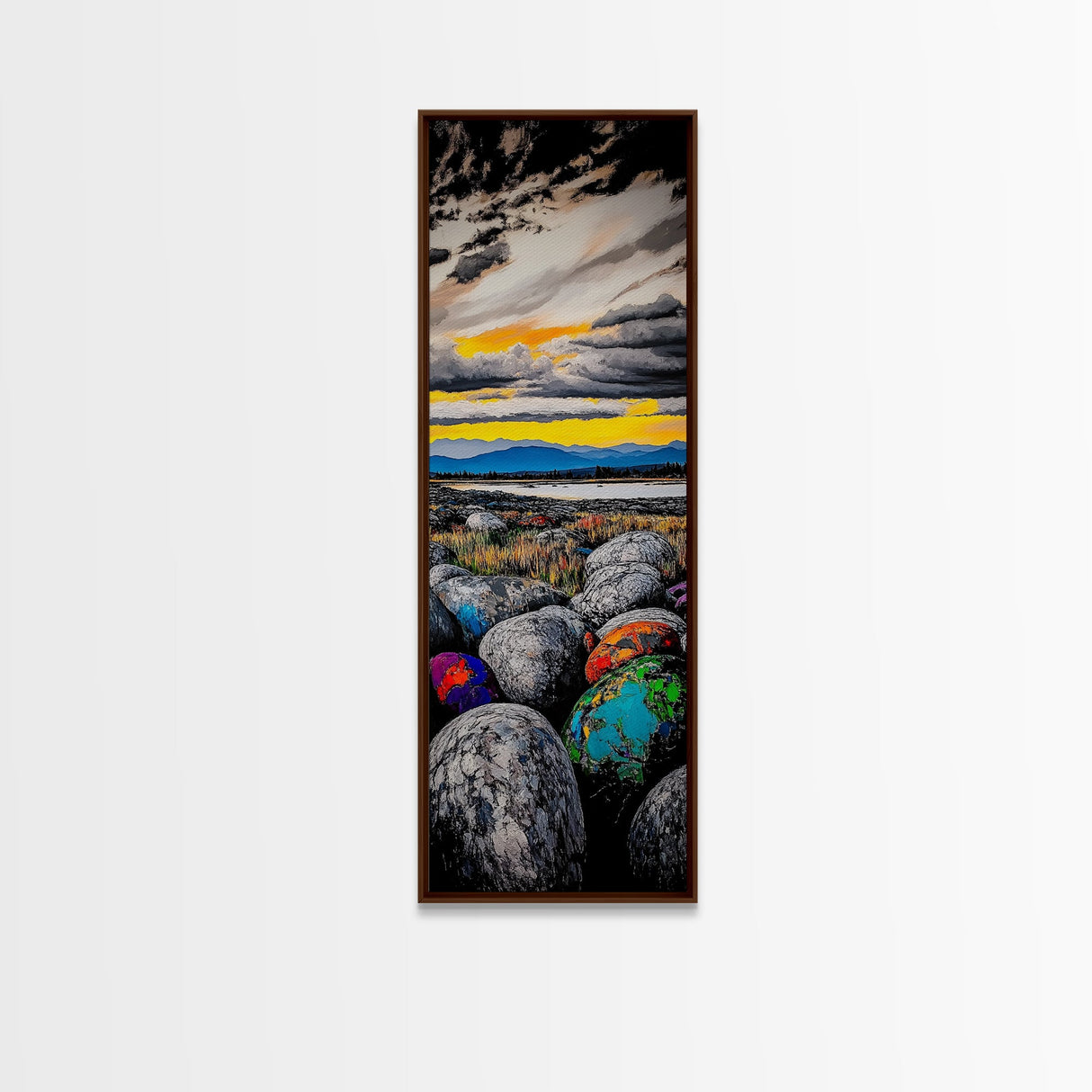Vibrant Sunset Landscape Framed Canvas Print Joshua Tree Art Lake Tahoe Art Rustic Wall Art Southwest Wall Art Extra Wide Art