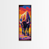 Pop Art Bison Canvas Print Southwest Wall Art Bright Wall Art Tall Narrow Art Colorful Art Above Couch Art