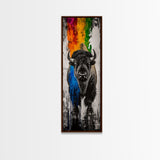 Colorful Bison Canvas Print Pink Orange Wall Art Southwest Wall Art Boho Art Tall Narrow Art Living Room Art Above Couch Art