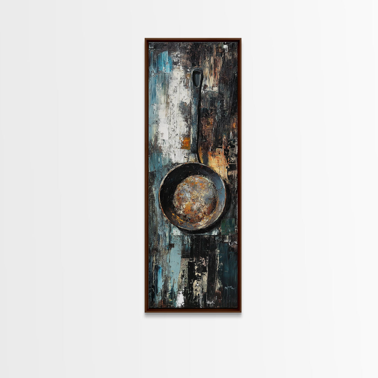 Rustic Frying Pan Art Framed Canvas Print Kitchen Wall Art Food Review Kitchen Art Rustic Decor Moody Art Wabi Sabi Wall Art