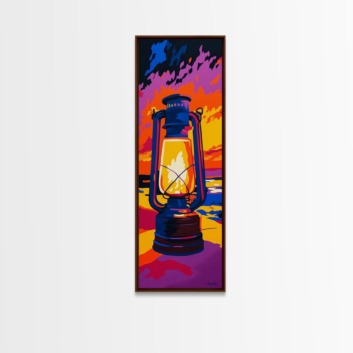 Vibrant Lantern Painting Framed Canvas Print Moody Art Rustic Decor Southwest Wall Art Living Room Art Colorful Wall Art