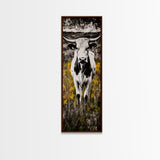 Moody Black and White Cow Canvas Print rustic wall art farmhouse decor southwest wall art bull and bear art wabi sabi wall art