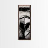 Monochrome Boat Reflection Framed Canvas Print nautical painting moody art coastal wall art nautical wall art gift idea for him