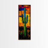 Vibrant Cactus Sunset Canvas Print, Southwest Wall Art, Desert Art, Bright Colorful Wall Art, Moody Art, Joshua Tree Art, Gift Idea, Vertical Wall Art