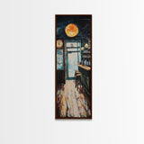 Rustic Bar Scene Framed Canvas Print, Espresso Martini Wall Art, Moody Art, Long Narrow Wall Art, Rustic Decor, Above Sofa Art, Gift Idea