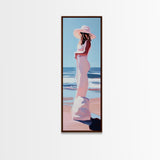 Woman in White Dress Canvas Print, Coastal Cowgirl Wall Art, Minimalist Art, Boho Art, Bedroom Art, Guest Room Art, Nautical Decor