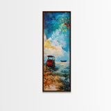 Seaside Wagon Oil Painting Framed Canvas Print, Coastal Landscape Art, Nautical Decor, Marsh Painting, Farmhouse Art, Above Couch Art