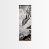 Flowing Fabric Over Ocean, Framed Canvas Print, wabi sabi art, coastal decor, boho art, minimalist art, above couch art, panoramic painting