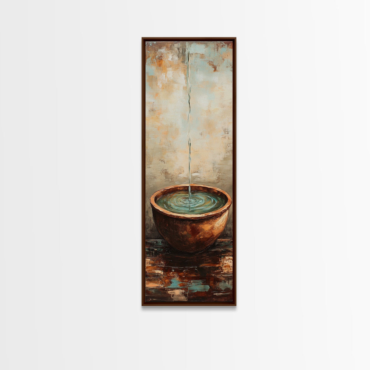 Rustic Water Fountain Zen Wall Art Framed Canvas Print Wabi Sabi Art Minimalist Art Above Bed Wall Art Farmhouse Art