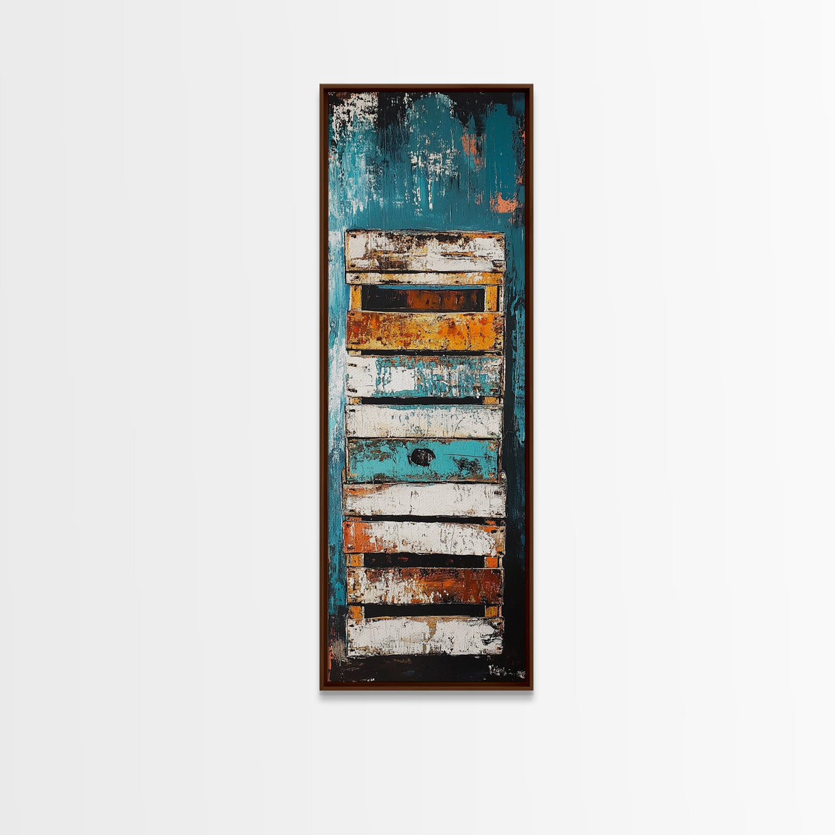 Weathered Wooden Door Rustic Decor Framed Canvas Print Wabi Sabi Art Farmhouse Art Long Narrow Wall Art Above Couch Art