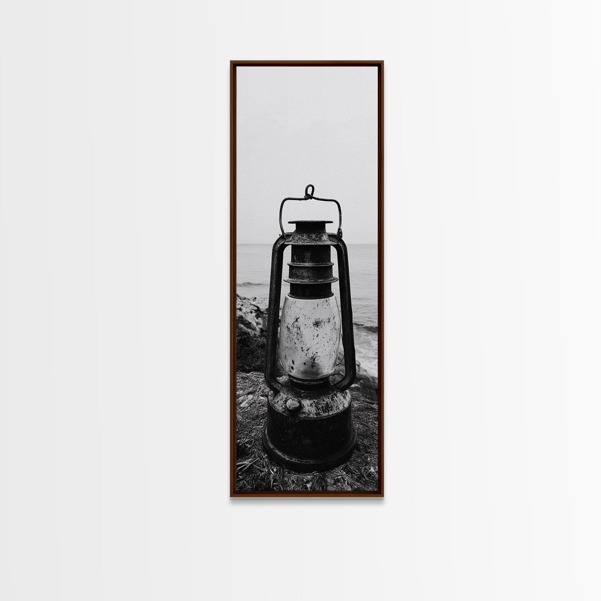 Weathered Lantern, Coastal Art, Canvas Print, nautical wall art, seascape painting, coastal decor, moody art, rustic wall art, guest room art