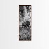 Old Wooden Wagon, Rustic Landscape, Framed Canvas Print, Western Décor, Farmhouse Wall Art, Minimalist Art, Extra Wide Art