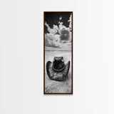 Weathered Cowboy Hat, Coastal Cowgirl Wall Art, Framed Canvas Print, Rustic Décor, Boho Art, Minimalist Art, Nautical Wall Art