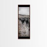 Western Cattle Drive Framed Canvas Print | Rustic Farmhouse Art | Moody Art | Vintage Cowboy Painting | Above Sofa Wall Art | Gift Idea