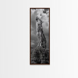 Howling Coyote, Framed Canvas Print, southwest wall art, rustic wall art, wildlife photography, desert landscape art, cowboy art, boho home decor