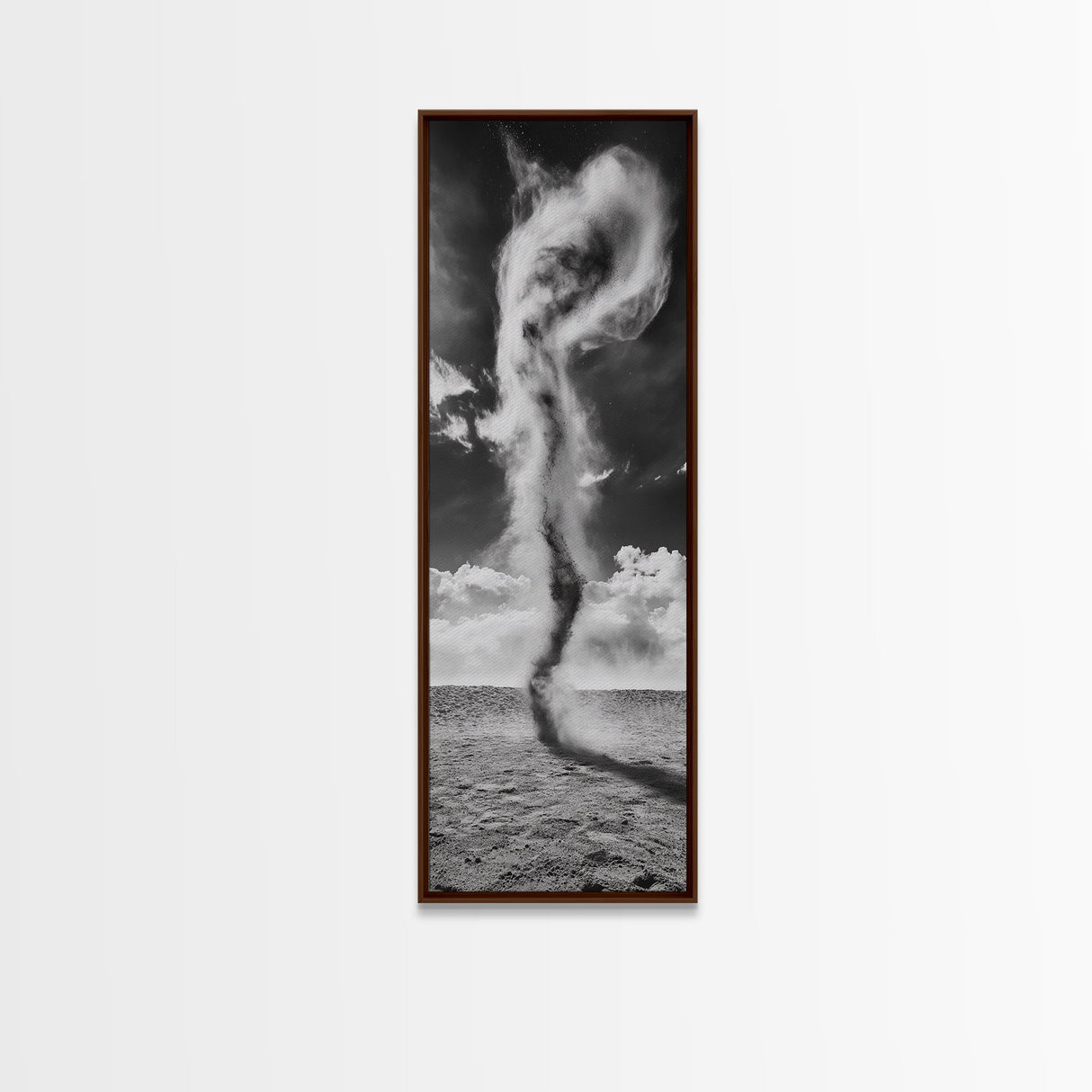 Dust Storm, Twister Framed Canvas Print, dramatic landscape painting, panoramic art, moody art, western décor, extra wide art, rustic wall art