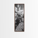 Lizard Close-Up, Framed Canvas Print, wildlife photography, rustic wall art, southwest wall art, desert animal art, black and white home decor