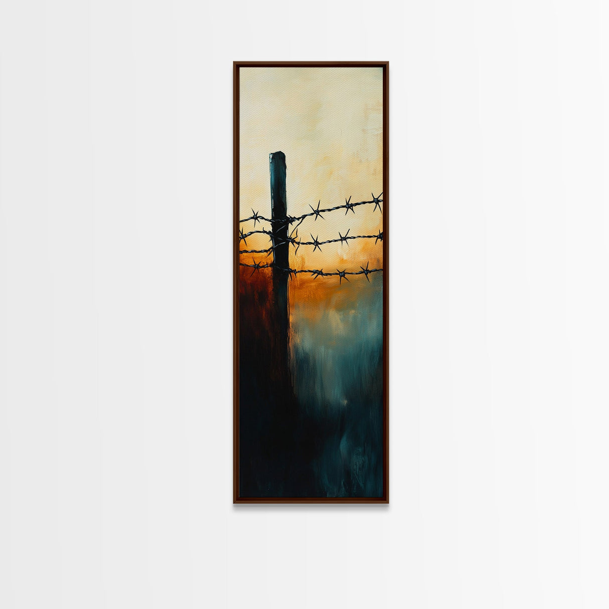 Barbed Wire watercolor, Canvas Print, rustic décor, landscape painting, moody art, southwest wall art, coastal landscape art, farmhouse art