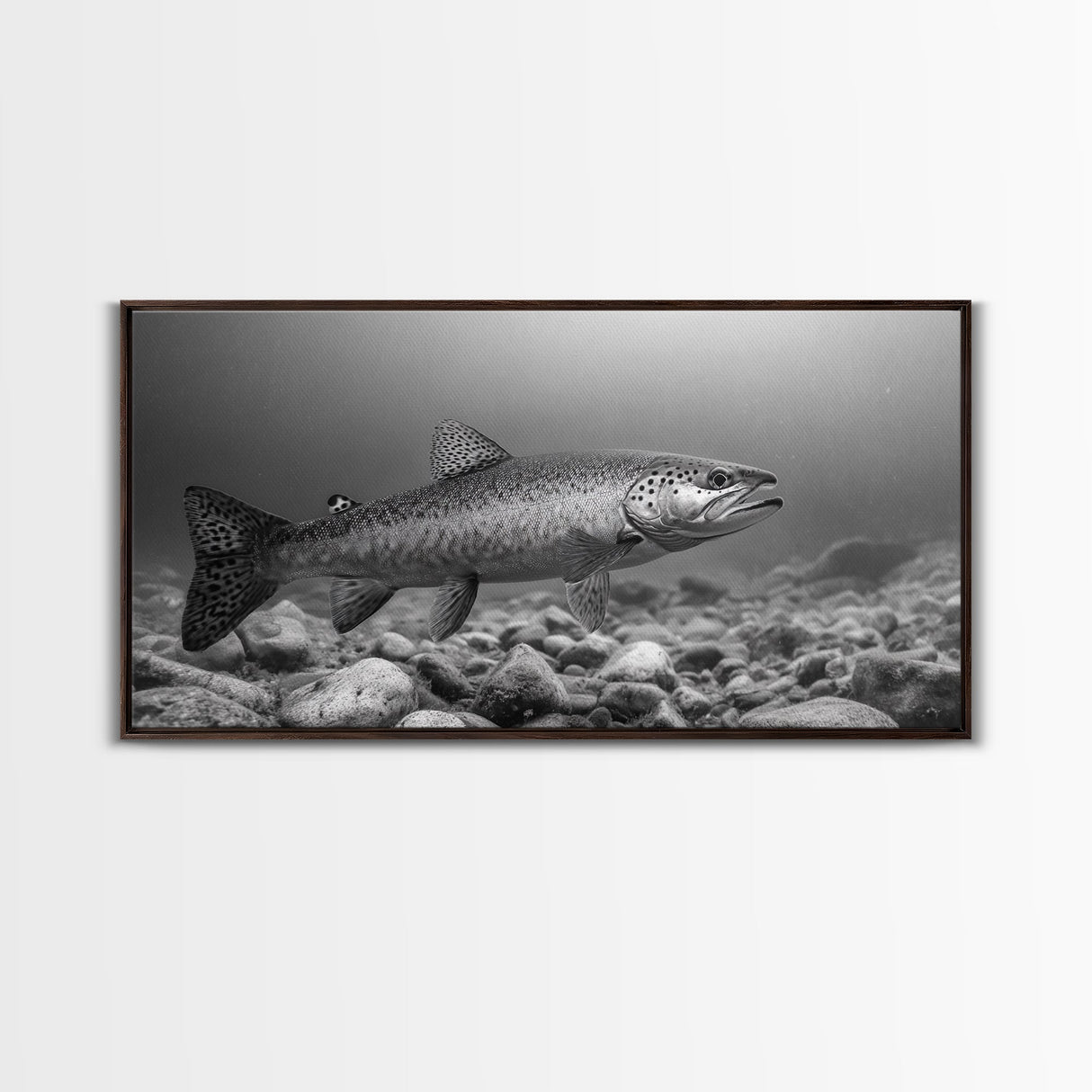 Trout, Fly Fishing Art, Rustic Decor, Coastal Wall Art, Lake Tahoe Art, Fishing Art, Nautical Painting, Framed Canvas Print