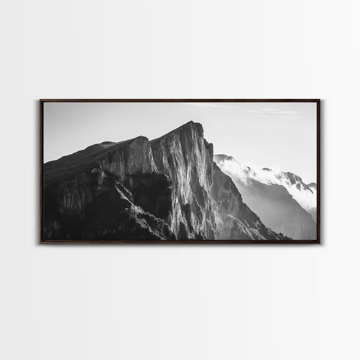Dramatic Mountain Ridge, smoky mountain art, landscape painting, moody art, wabi sabi art, vertical wall art, minimalist art, canvas print