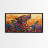 Howling Wolf, wolf painting, southwestern wall art, dark romance painting, framed canvas print, moody art, above bed wall art