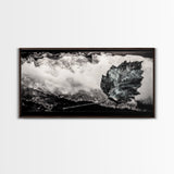 Nature Leaf Art, Monochrome Painting, Abstract Botanical Prints, Black and White Art, Modern Wall Decor, Framed Canvas Print, Rustic Art