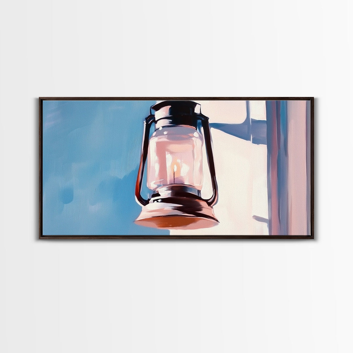 Lantern Painting, Rustic Decor, Farmhouse Art, Wabi Sabi Art, Southwest Wall Art, Moody Art, Light Pink Wall Art, Framed Canvas Print, Minimalist Art