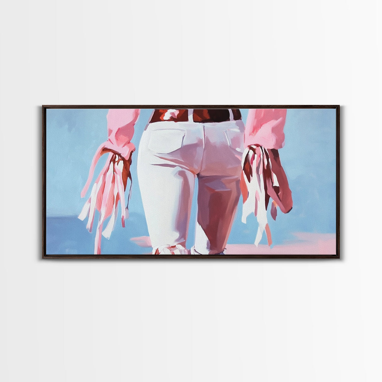 Pink Cowgirl, Western Art, Black Cowgirl Painting, Coastal Cowgirl Wall Art, Light Pink Wall Art, Canvas Print, Rustic Decor