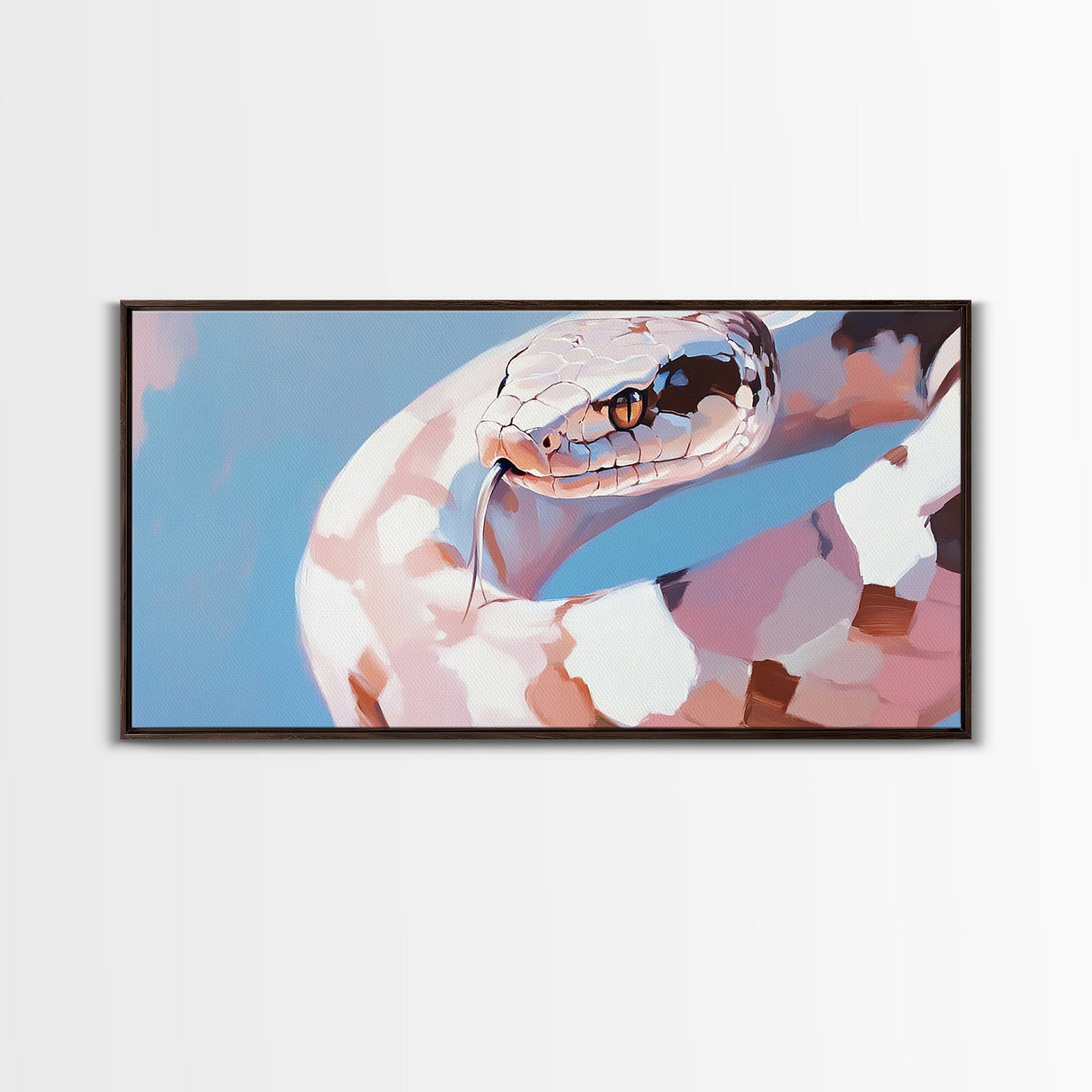 Snake Painting, Moody Art, Southwest Wall Art, Boho Art, Pink Abstract Art, Framed Canvas Print, Extra Wide Art, Zen Wall Art, Minimalist Art