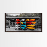 Vibrant Kayak Storage Canvas Print Coastal Decor Nautical Painting Lake Tahoe Art Horizontal Wall Art Gift Idea Living Room Art
