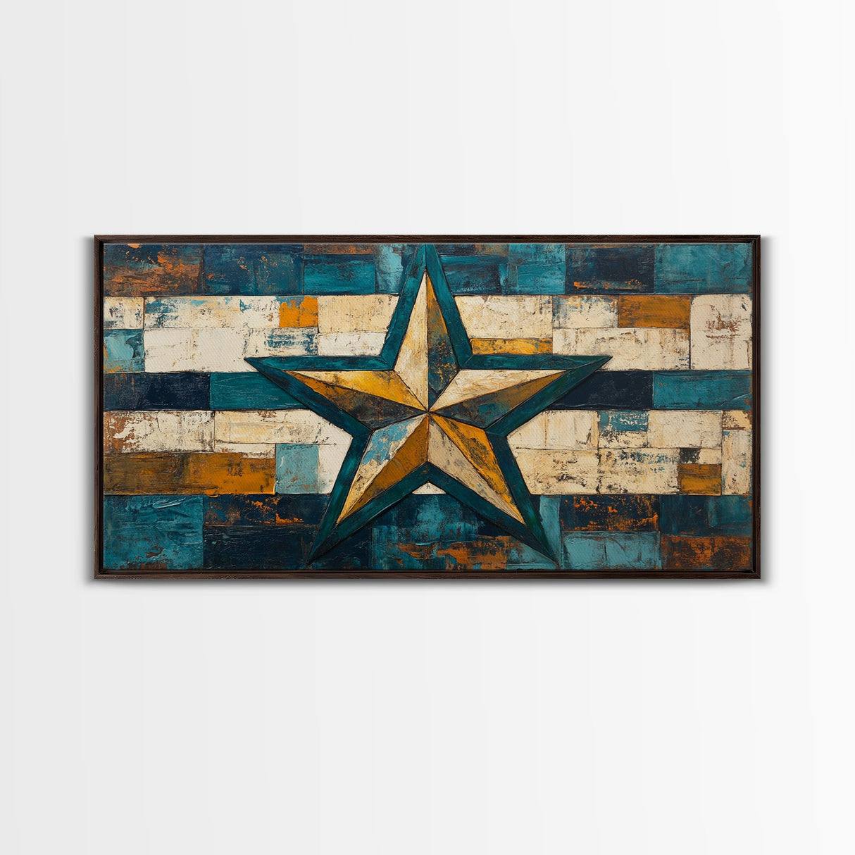 Lone Star Art, Framed Canvas Print, Rustic Wall Art, Southwest Wall Art, Geometric Wall Art, Extra Wide Art, Above Couch Art, Farmhouse Decor
