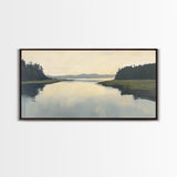 Marsh, Landscape Painting, Minimalist Art, Wabi Sabi Art, Moody Art, Guest Room Art, Above Bed Wall Art, Framed Canvas Print, Extra Wide Art